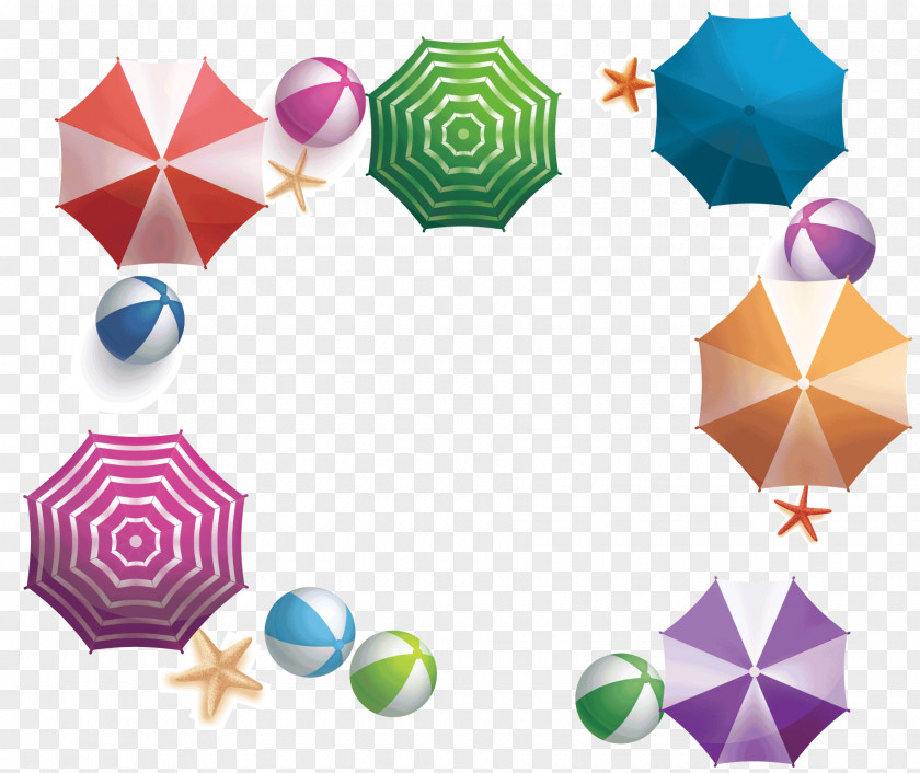 A Square Frame Consisting Of Sun Umbrella Graphic Design PNG