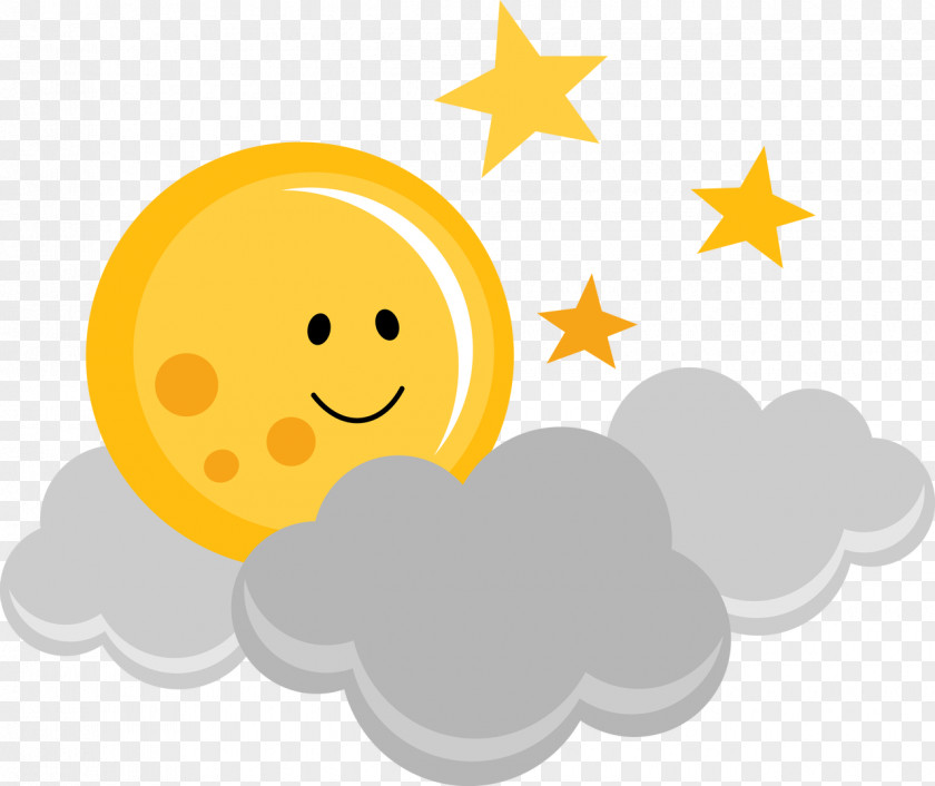 Moon Cloud Cuteness Clip Art PNG