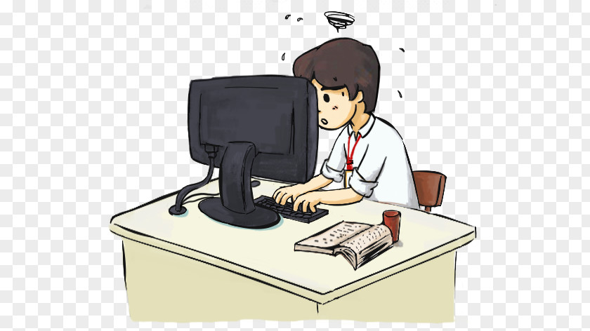 People Work Computer Cartoon Download Illustration PNG