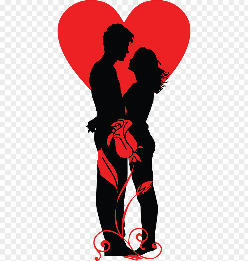 Romantic Couple Clip Art Valentine's Day Silhouette Romance Heart PNG