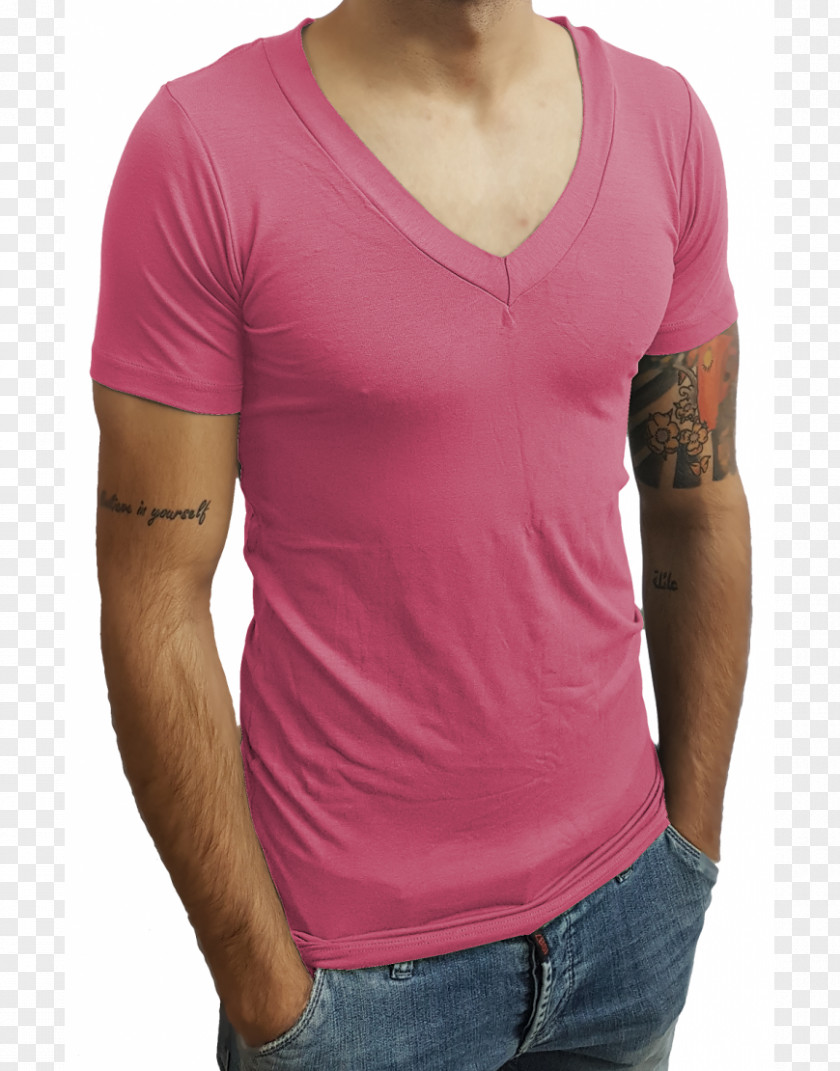 T-shirt Collar Sleeve Neck Magenta PNG