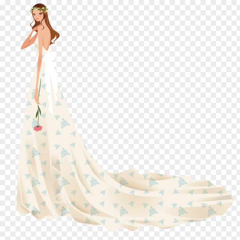 Take Roses Woman Wearing Dress Gown Contemporary Western Wedding PNG