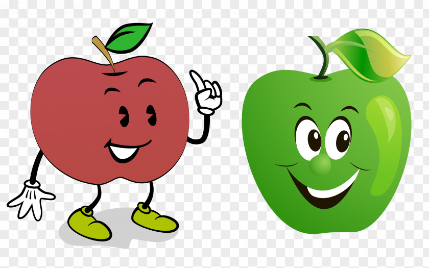 Cartoon Hand Painted Anthropomorphic Apple Collection Clip Art PNG