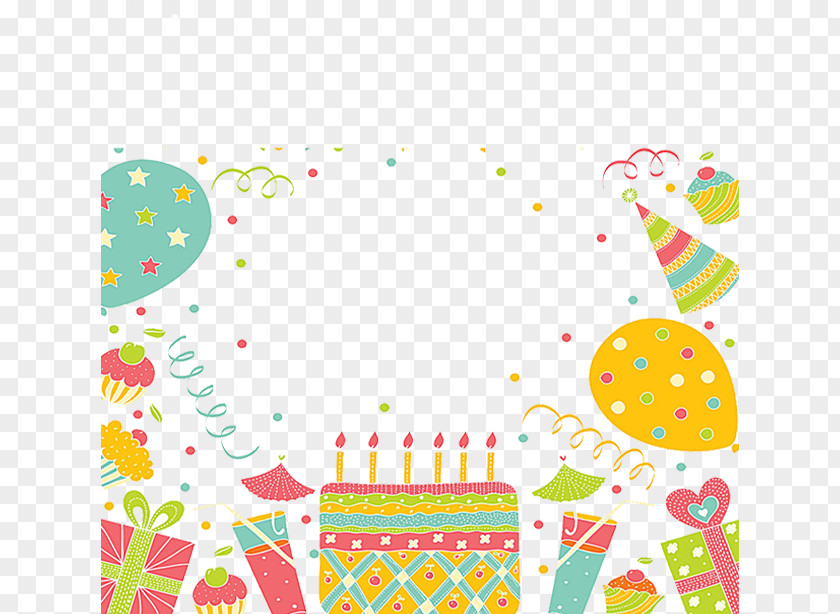 Colored Cartoon Cake Decoration Wedding Invitation Birthday Greeting Card Party PNG