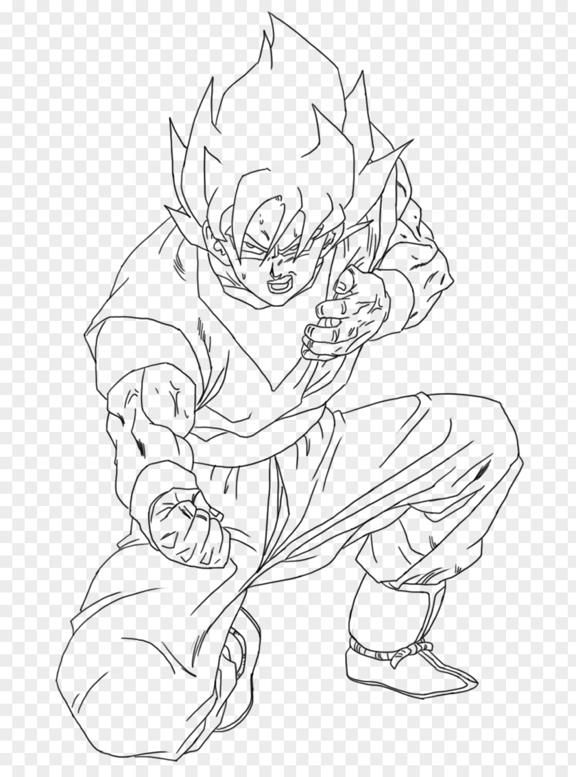 Heart Attack Goku Line Art Drawing Cell PNG