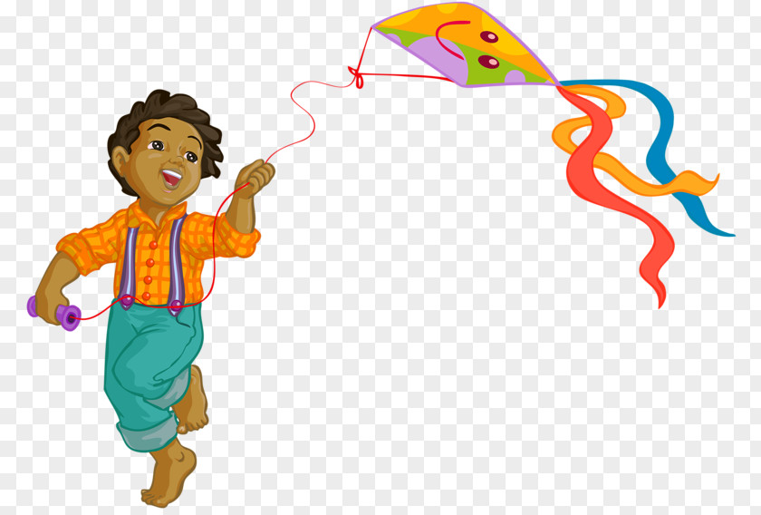 Boy Flying A Kite PNG
