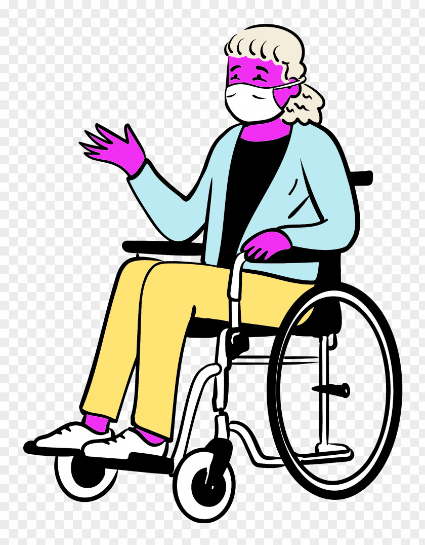 Woman Wheelchair Medical Mask PNG