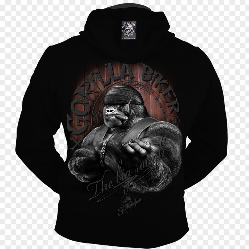 Black Gorilla Hoodie T-shirt Silberrücken Biker PNG