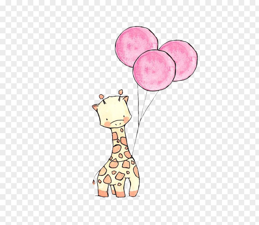 Giraffe Balloon Paper Drawing Art Watercolor Painting Illustration PNG