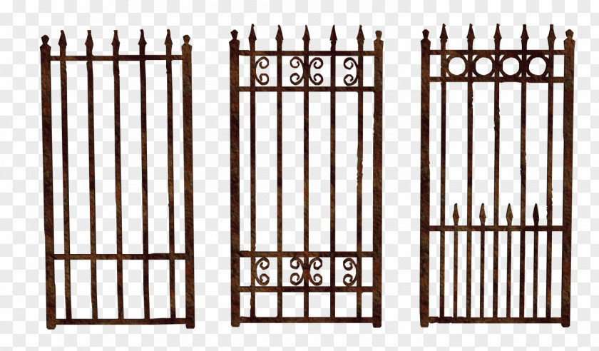 Three Synthetic Iron Fence Window Wrought Metal Steel PNG