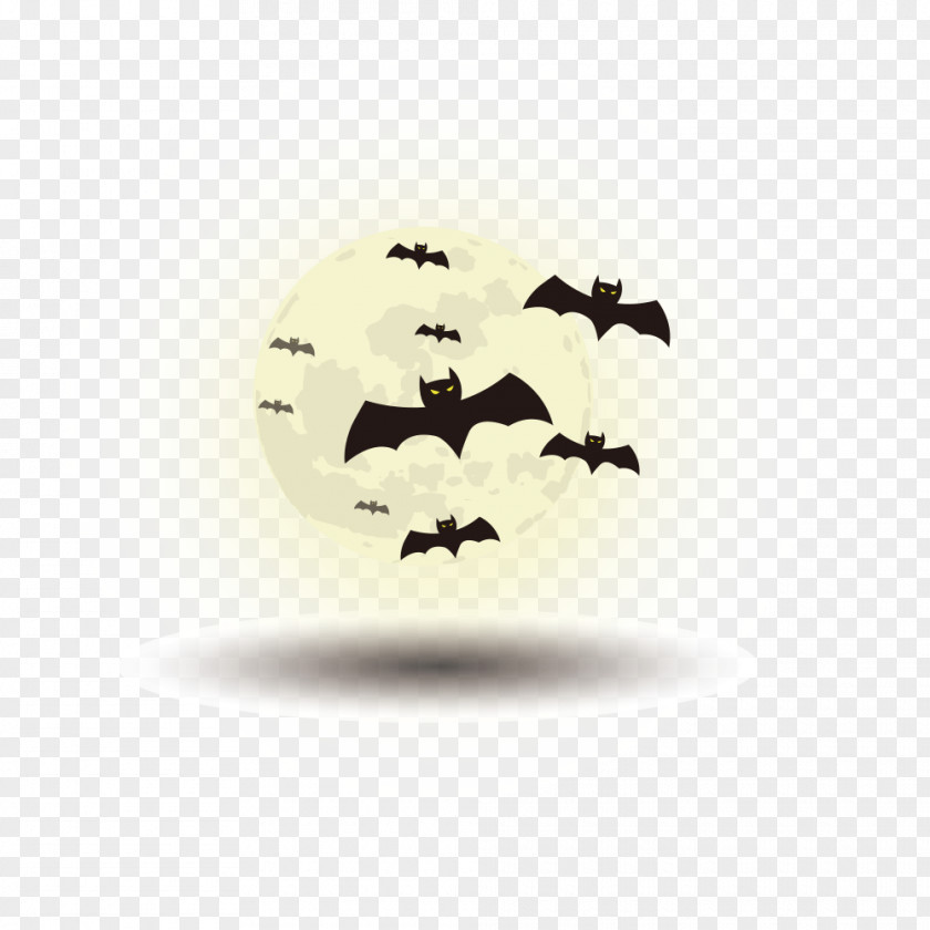 Halloween Horror Moon Bats Vector Material Download PNG
