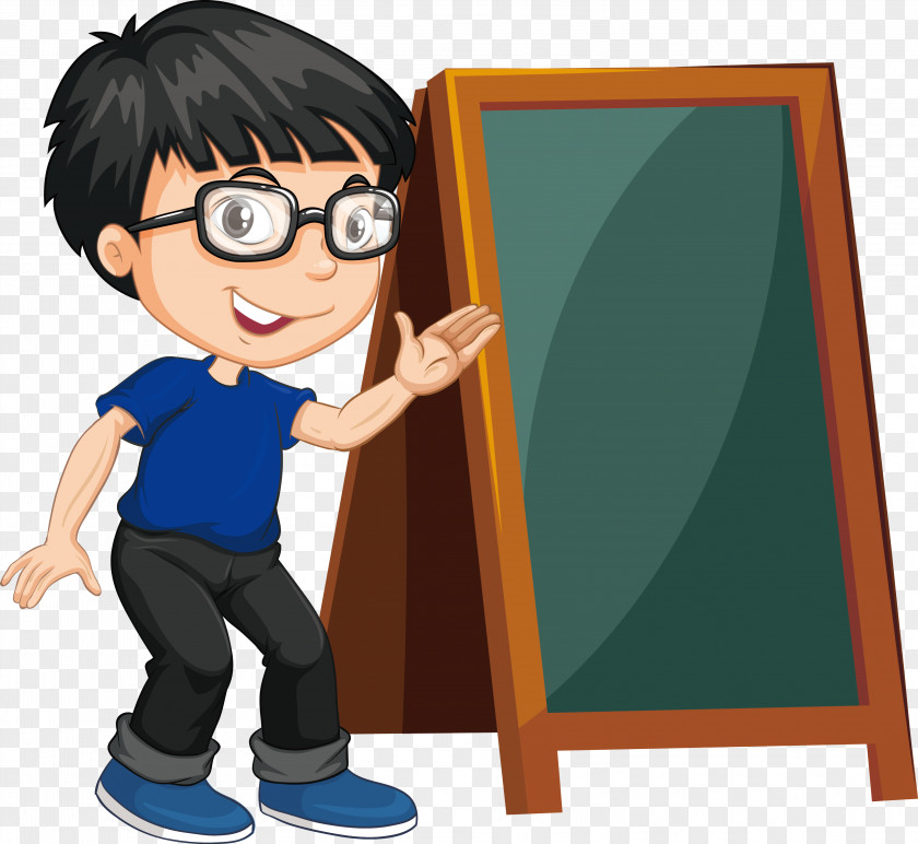 Vector Blackboard With Boy Student Royalty-free Illustration PNG