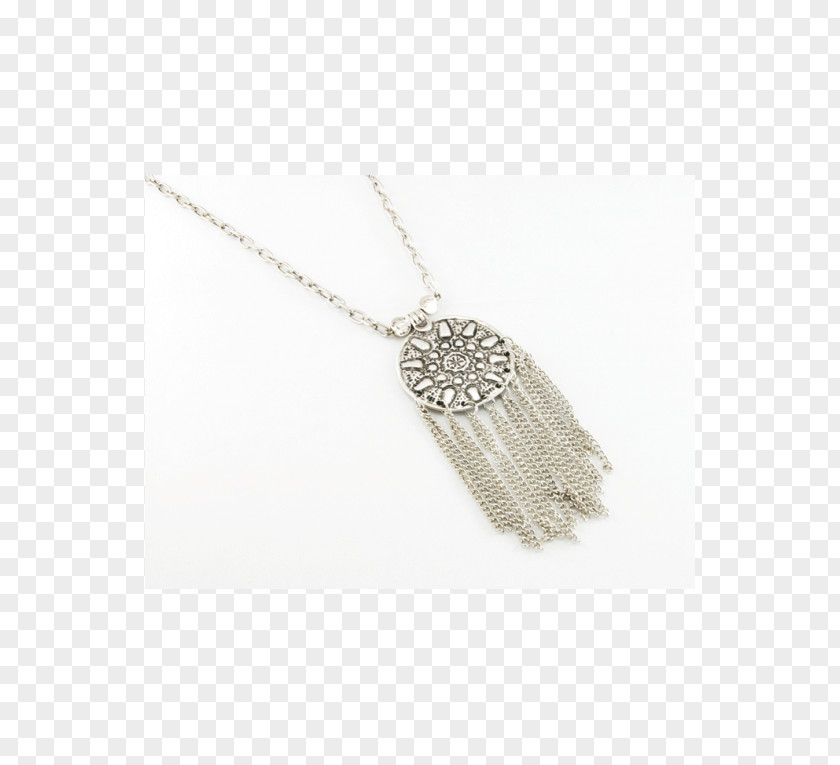 Bohemian Style Locket Necklace Silver PNG