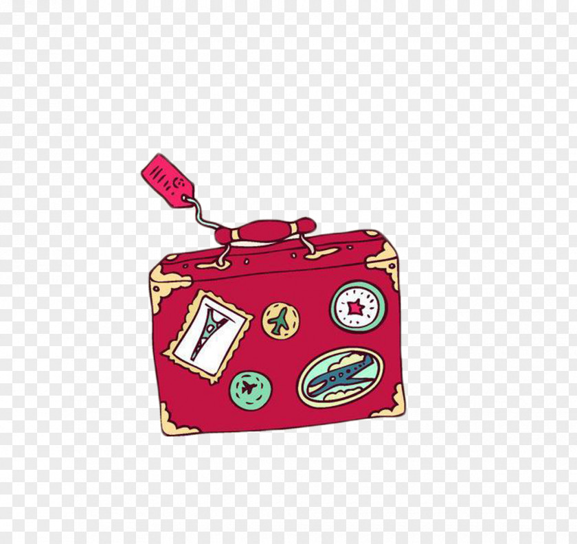 Pieces Of Red Cartoon Cute Luggage Travel Pack Suitcase Illustration PNG