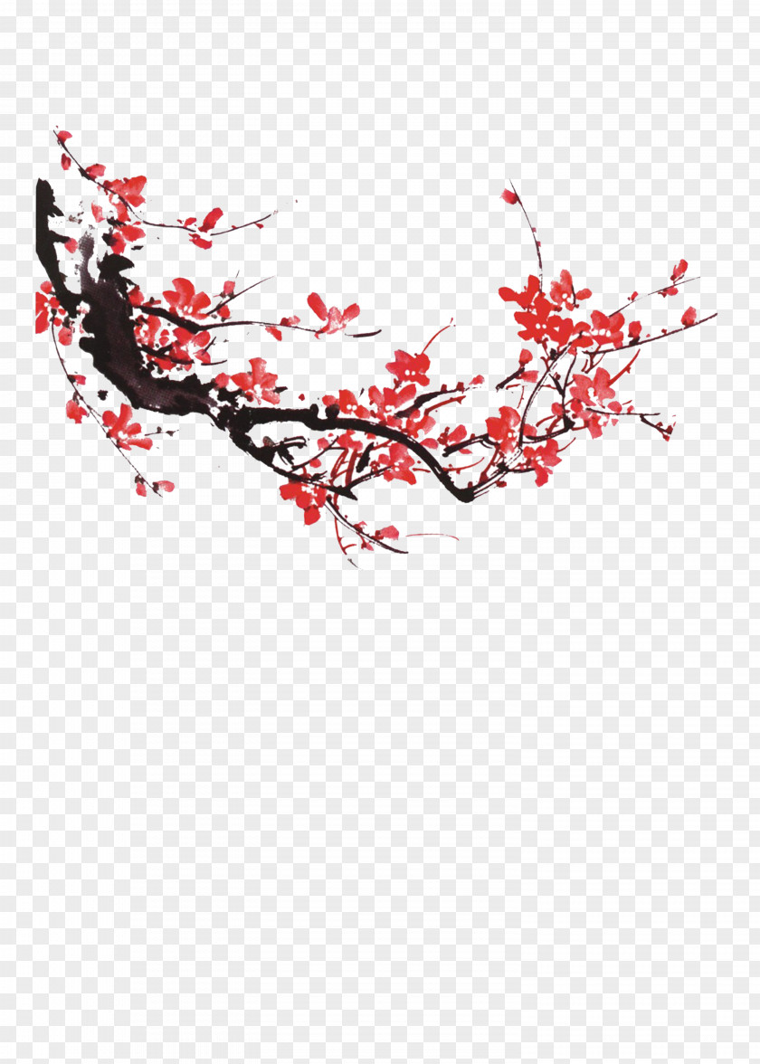 Plum Flower China Chinese New Year Ink Clip Art PNG