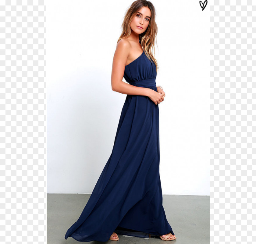 Evening Dress Blue Shoulder Prom Gown PNG