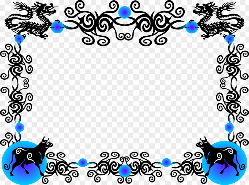 Ox China Borders And Frames Chinese Dragon Clip Art PNG