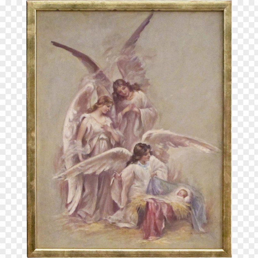 Angel Nativity Of Jesus Painting Child Manger PNG