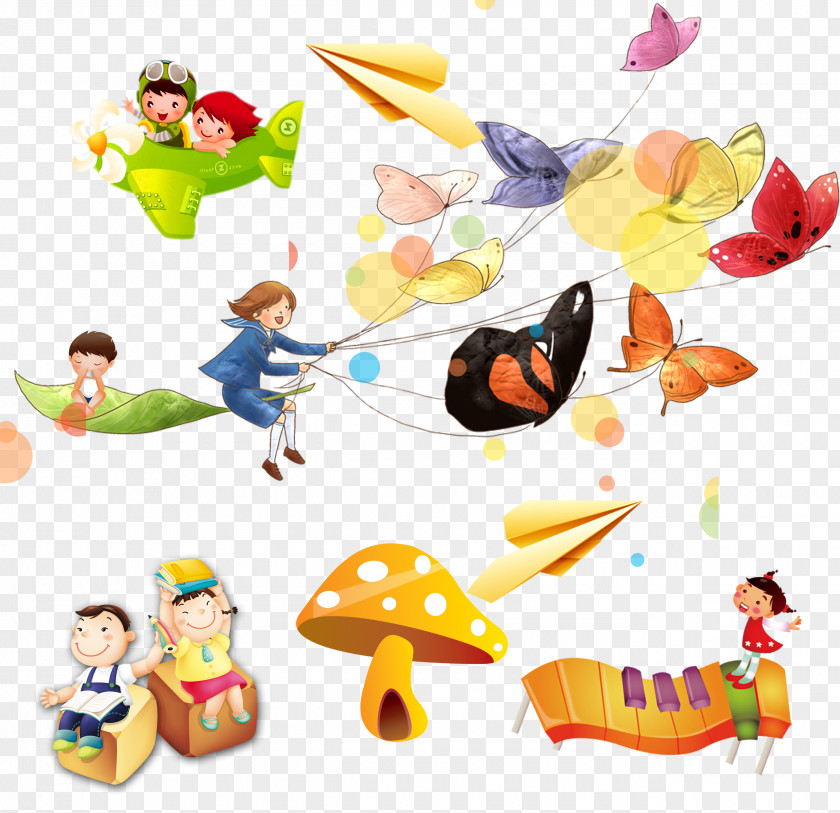 Cute Cartoon Kids Paper Plane Airplane Illustration PNG