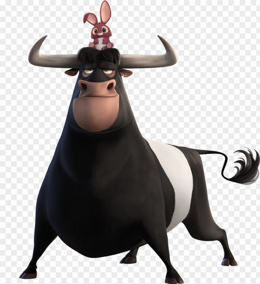 Ferdinand Front View PNG View, black and white bull clipart PNG