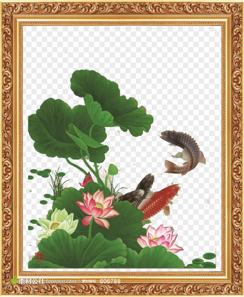 Meticulous Art Painting Lotus Image Gongbi PNG