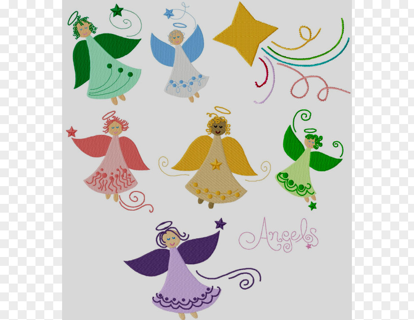 Whimsical Angel Cliparts Embroidery Clip Art PNG