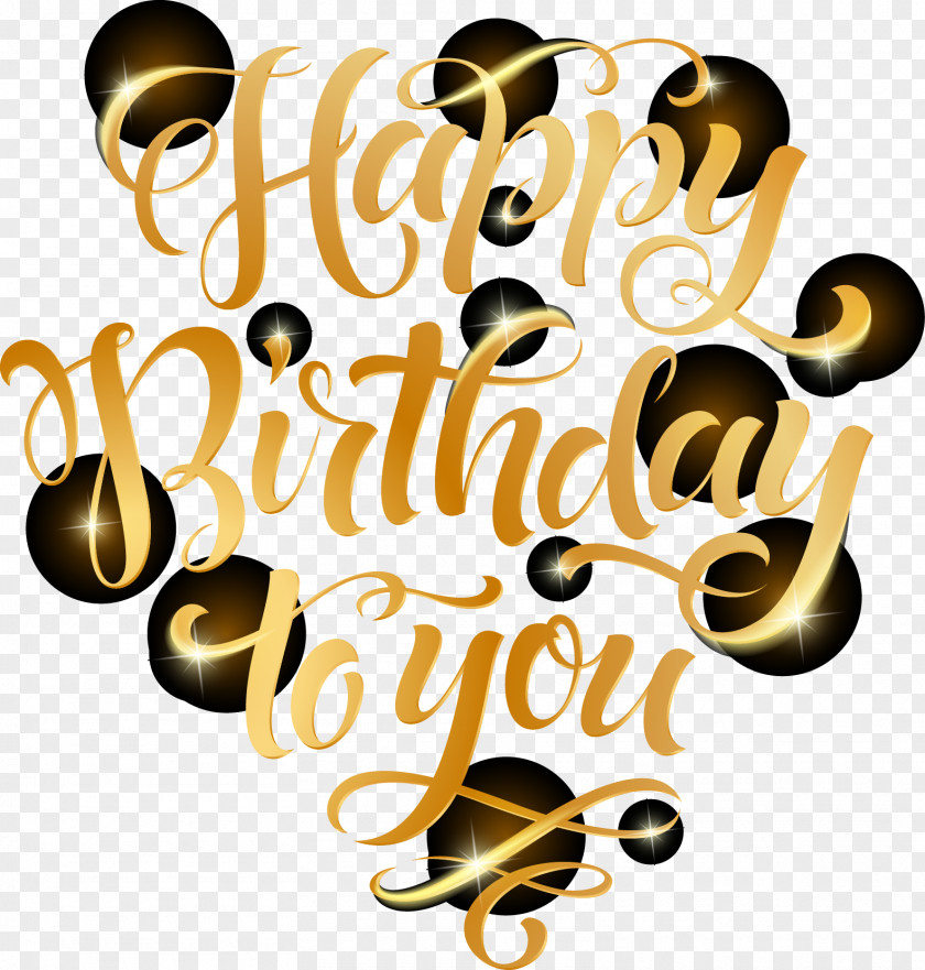 Vector Golden Font Birthday Celebration PNG
