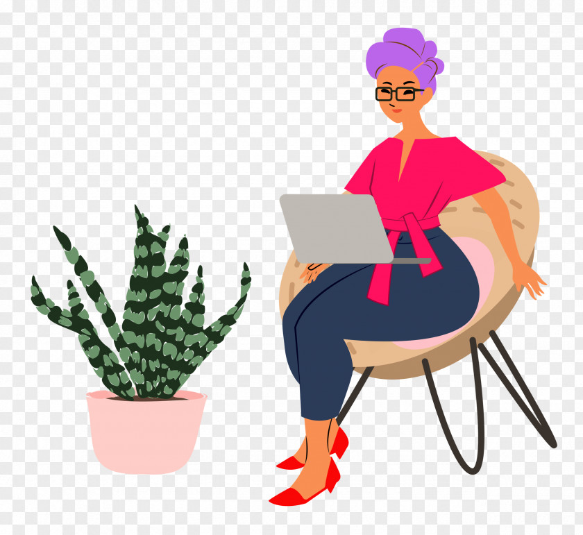 Alone Time Lady Computer PNG