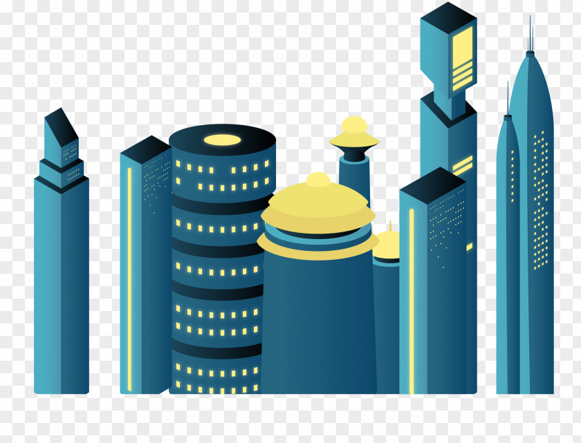 Blue Cylinder Diagram Architecture PNG