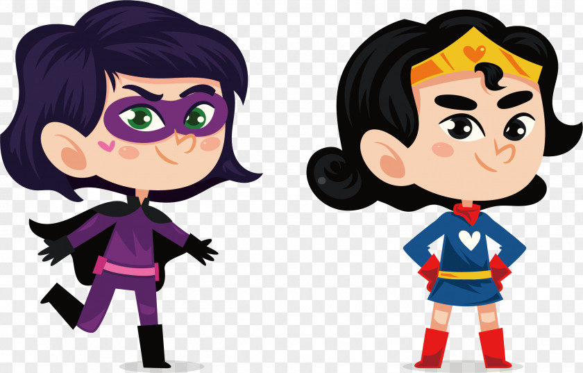 Cute Female Batman Diana Prince Superhero Cartoon PNG