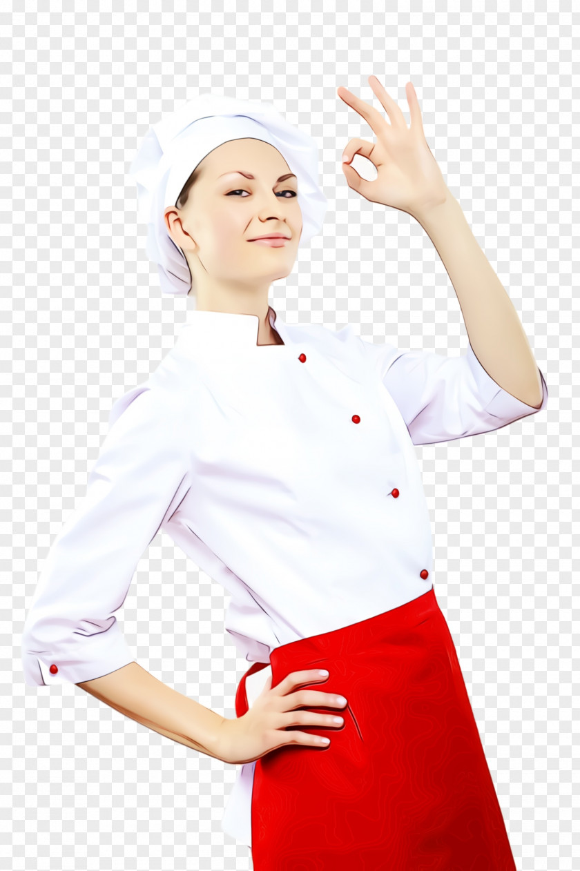 Finger Hand White Clothing Red Cook Uniform PNG