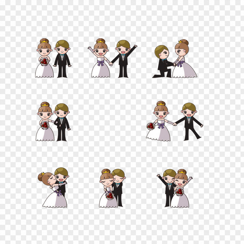 Wedding Cartoon Characters Invitation Clip Art PNG