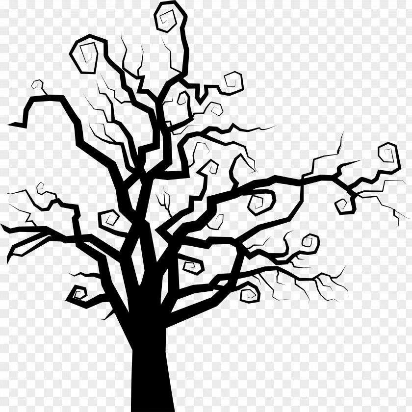 Line Art Plant Branch Tree White Leaf Black-and-white PNG