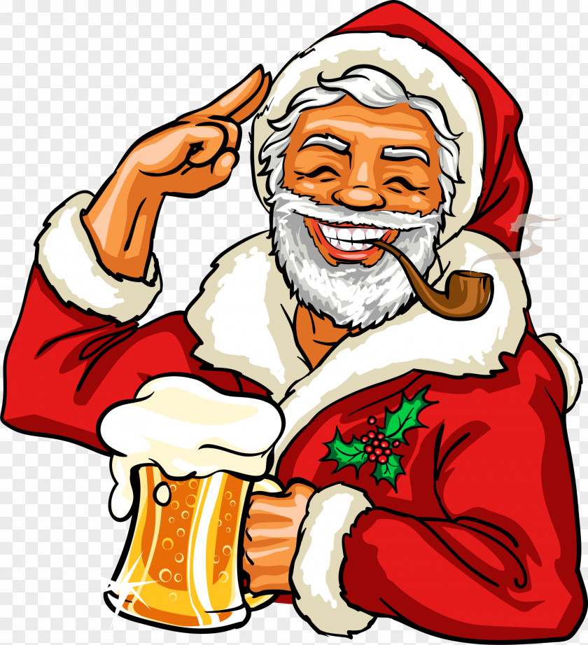 Red Cartoon Santa Claus Beer Ded Moroz Snegurochka Stock Photography PNG