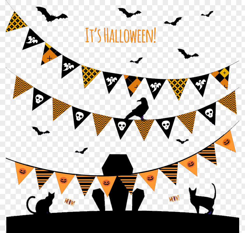 Beautifully Halloween Triangle Pull Flag Background Vector Material Jack-o'-lantern Clip Art PNG