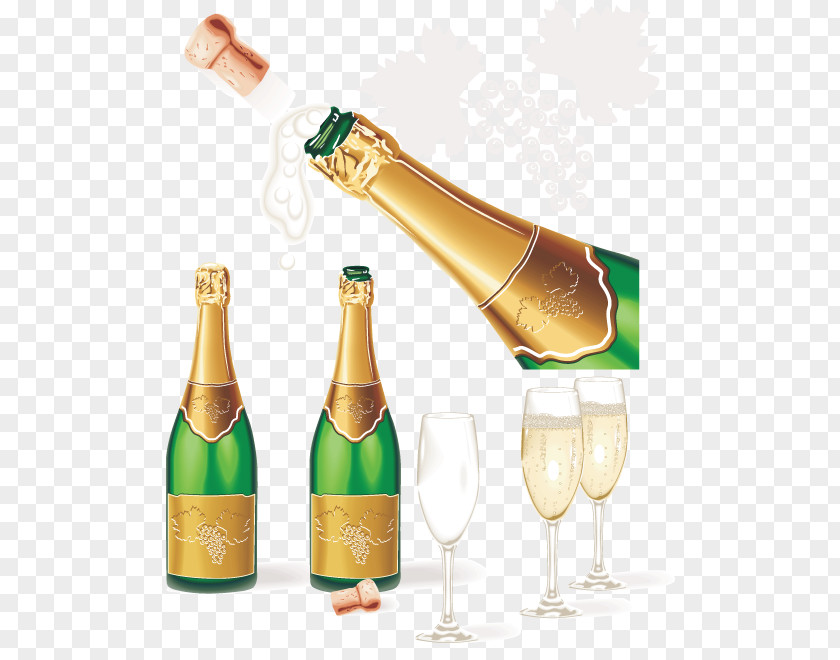 Champagne Vector Sparkling Wine Alcoholic Drink Bottle PNG