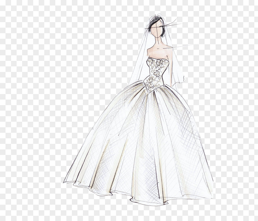 Design Sketch Wedding Dress Fashion Illustration Designer PNG