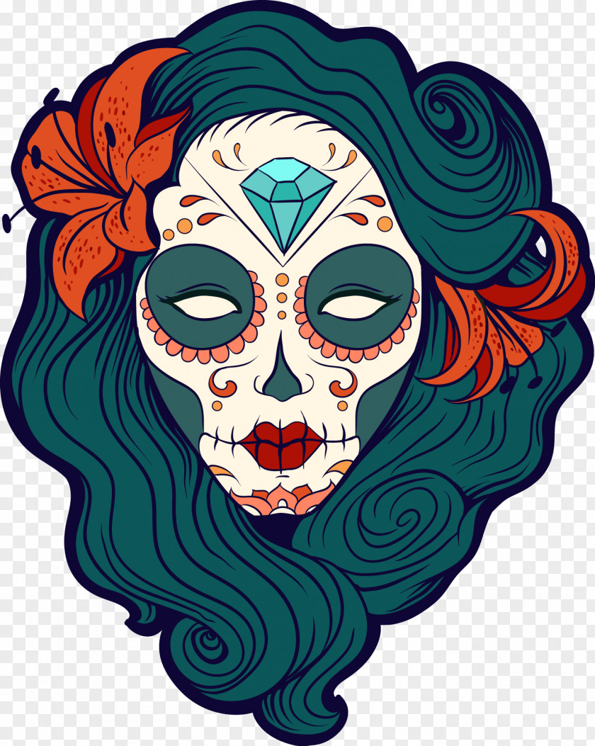 Safflower Skull Makeup United States Calavera Day Of The Dead Sticker Decal PNG