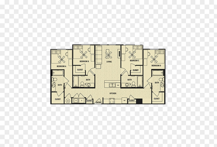 Bed Plan Floor Bedroom Apartment PNG
