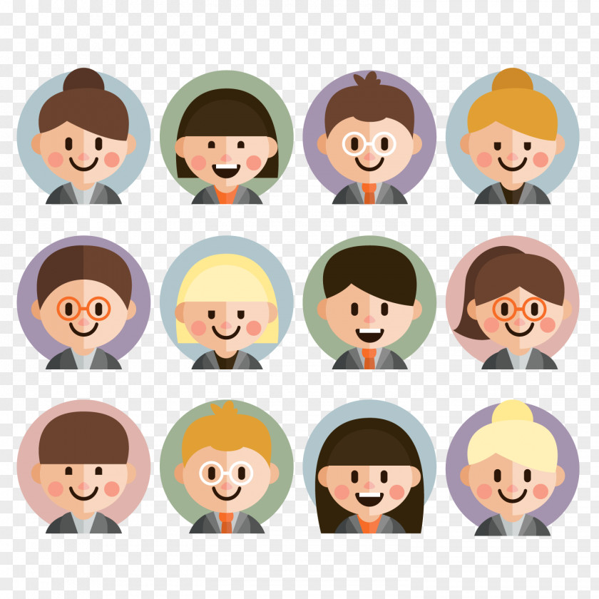 Business Team Figure Head Cartoon Avatar Drawing Clip Art PNG