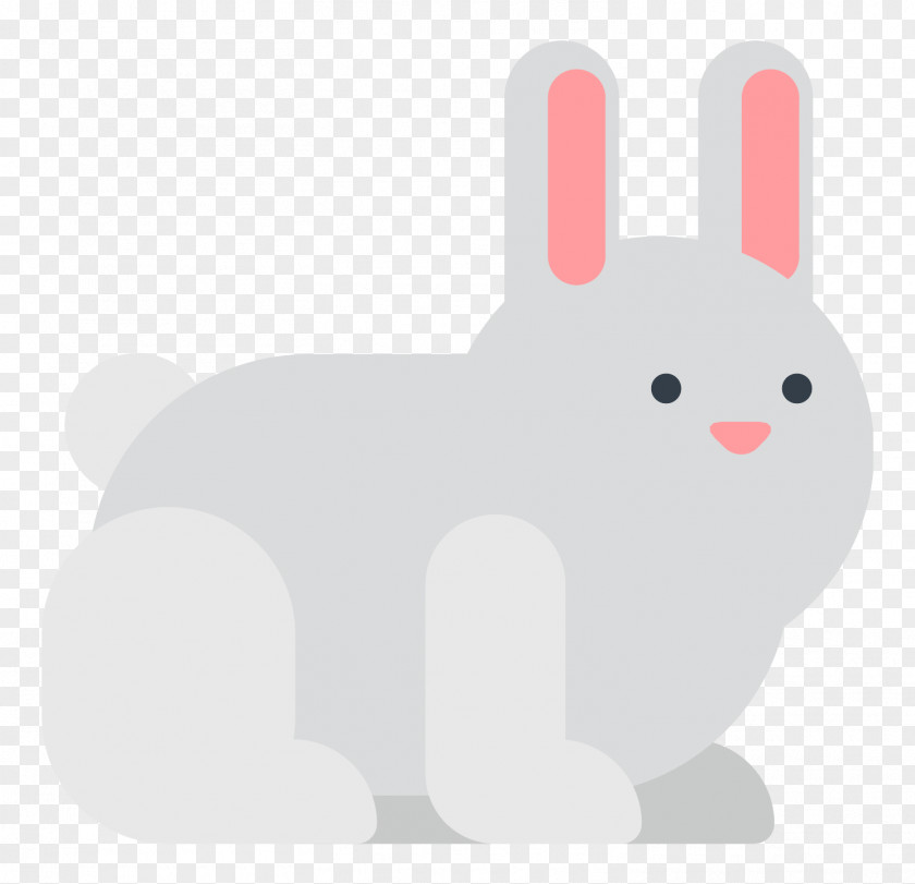 Flat Rabbit Icons Domestic Easter Bunny Hare Whiskers Illustration PNG