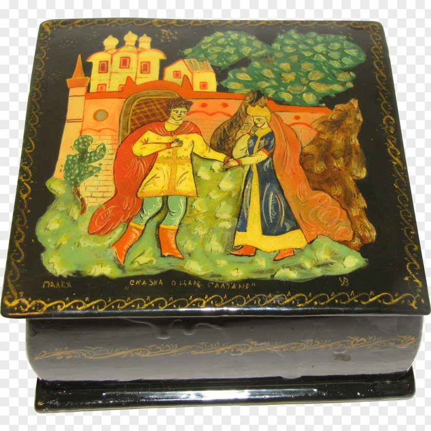Lovely Old Box Russian Lacquer Art Decorative Arts PNG