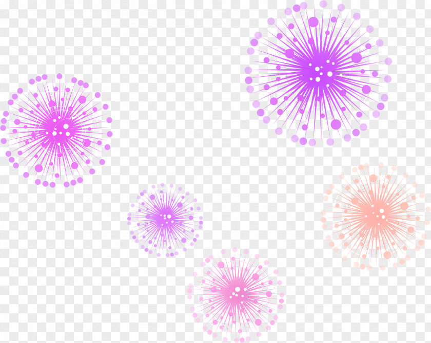 Purple Fresh Fireworks Effect Elements Blue Chinese New Year PNG