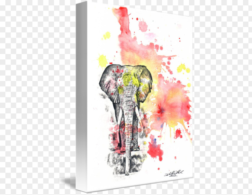 Painted Elephant Watercolor Painting Art Canvas Print PNG