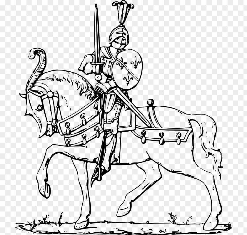 Riding Black Knight Armour Horse Clip Art PNG