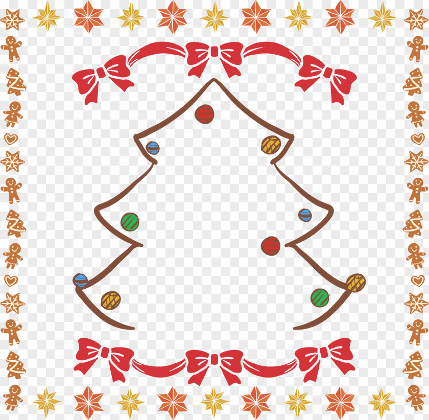 Vector Christmas Border Card Tree Greeting PNG
