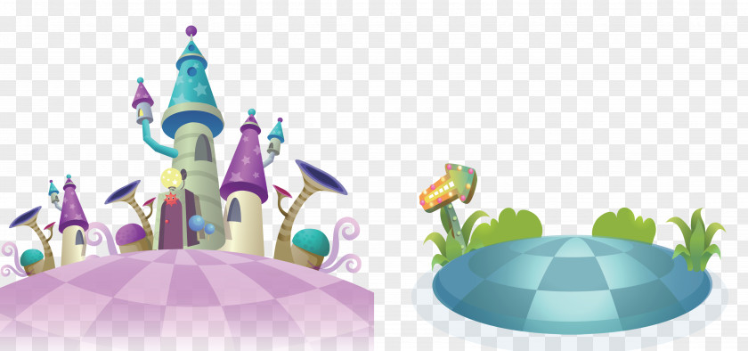 Cartoon Castle Purple Illustration PNG