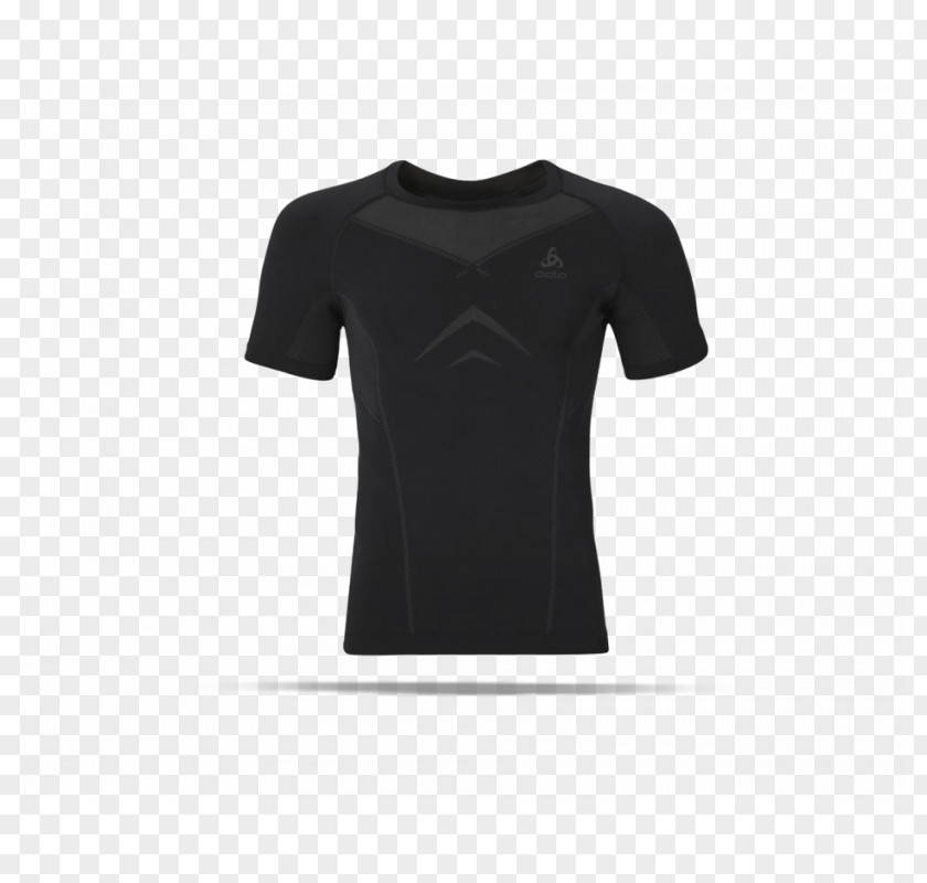 Crew Neck T-shirt Shoulder Sleeve Black M PNG