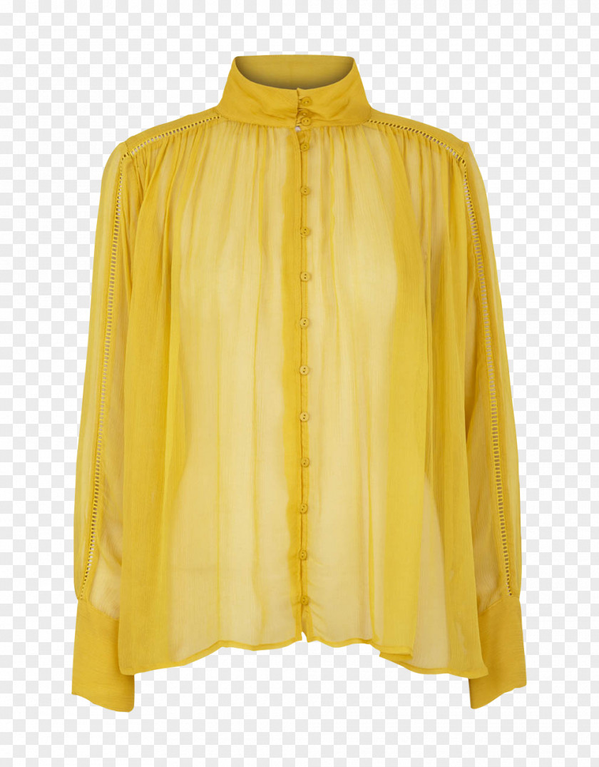 Curry Blouse Shirt Sleeve Top Yellow PNG