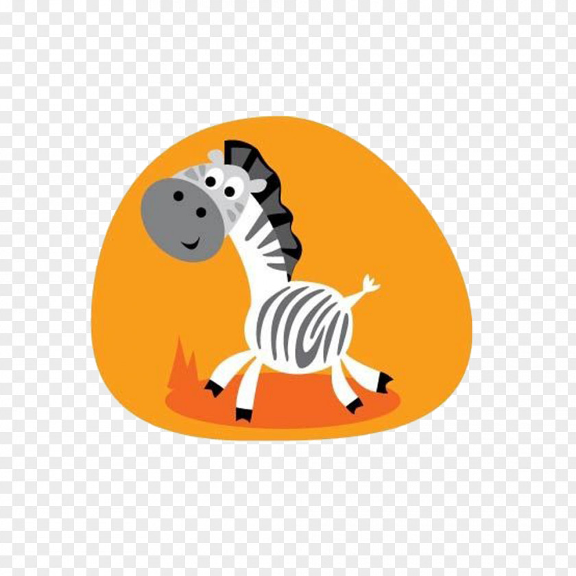 Small Zebra Pull On An Orange Background Material Free Cuteness Cartoon Illustration PNG
